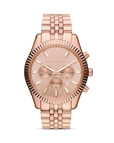 michael kors rose tone watch|Michael Kors lexington chronograph watch.